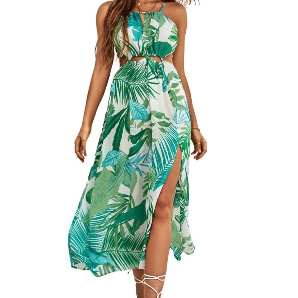 CUPSHE Women's Leafy Cutout Maxi Sleeveless Dress